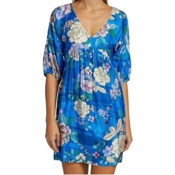 Johnny Was Blue Dove A-line Cover-Up Dress Size M NWT $278 - Picture 1 of 6